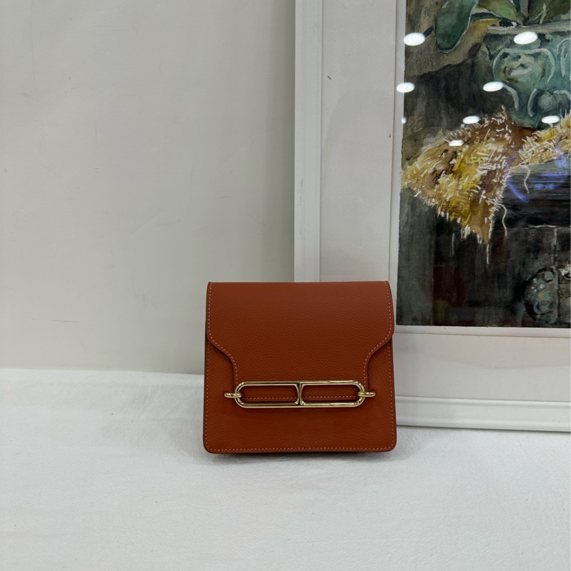 Hermes愛馬仕Roulis Slim短豬鼻子皮夾 南瓜色 Z刻-1