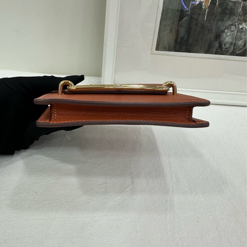 Hermes愛馬仕Roulis Slim短豬鼻子皮夾 南瓜色 Z刻-5