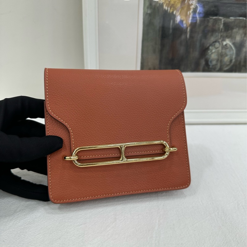 Hermes愛馬仕Roulis Slim短豬鼻子皮夾 南瓜色 Z刻-6