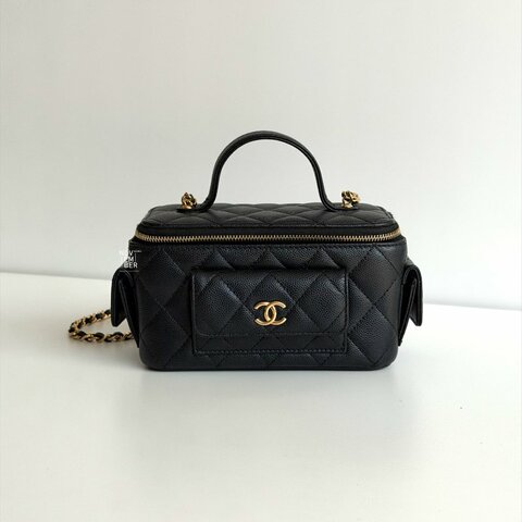 閒置新✨ Chanel 香奈兒 荔枝皮長盒子黑色金釦