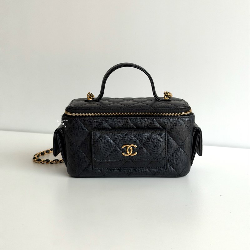 閒置新✨ Chanel 香奈兒 荔枝皮長盒子黑色金釦-0