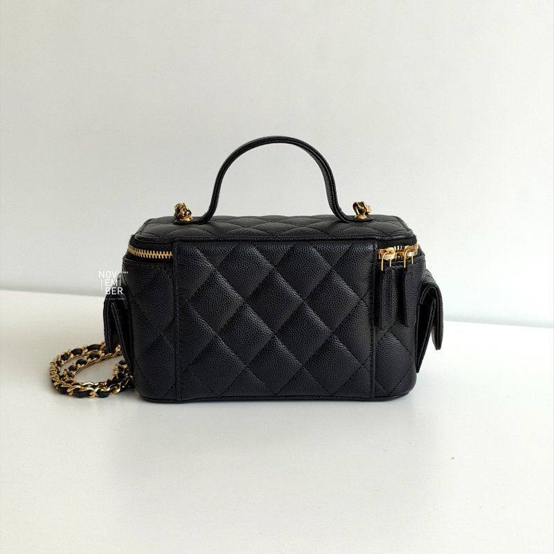 閒置新✨ Chanel 香奈兒 荔枝皮長盒子黑色金釦-6