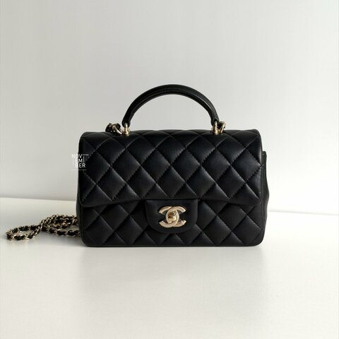 閒置新✨ Chanel 香奈兒 Mini CF Handle 黑色金釦