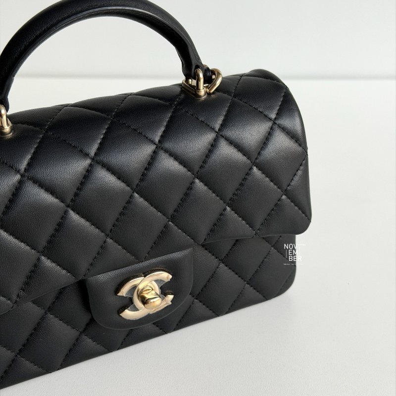 閒置新✨ Chanel 香奈兒 Mini CF Handle 黑色金釦-4