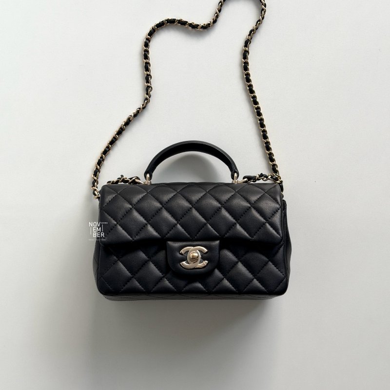 閒置新✨ Chanel 香奈兒 Mini CF Handle 黑色金釦-5