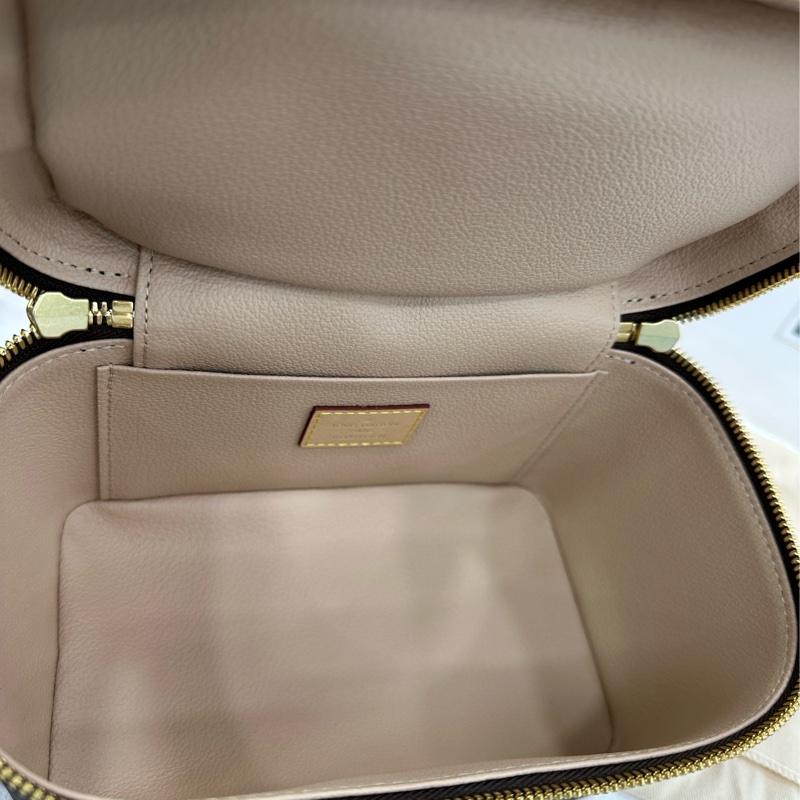 LOUIS VUITTON Nice nano精巧身形LV銘紋金屬拉鍊頭 塗層帆布拼牛皮革飾邊 化妝包手提包 迷你 芯片 有購證-8