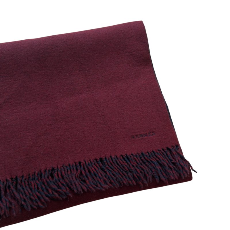 HERMES 純羊絨 雙面 圍巾-4