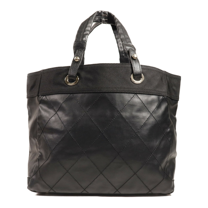 CHANEL 塗層帆布/尼龍Paris Biarritz Tote銀扣手挽袋-1