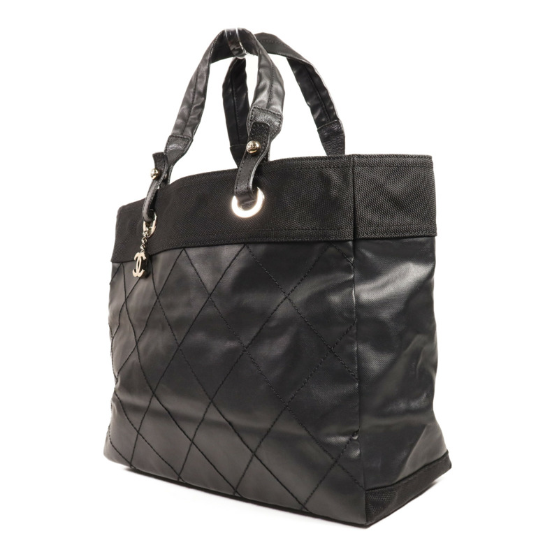 CHANEL 塗層帆布/尼龍Paris Biarritz Tote銀扣手挽袋-2