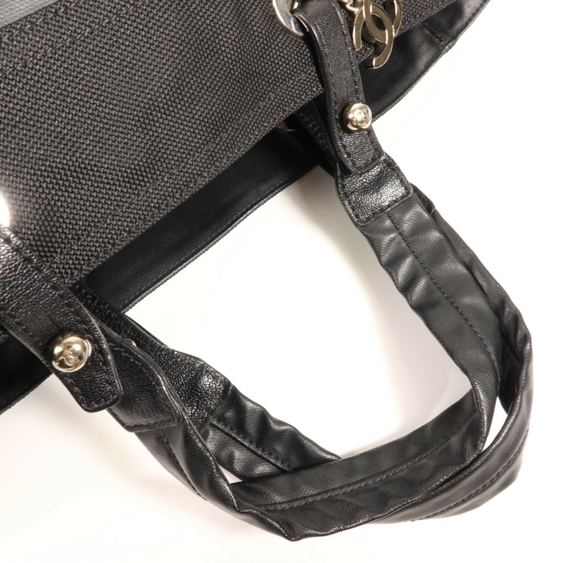 CHANEL 塗層帆布/尼龍Paris Biarritz Tote銀扣手挽袋-4