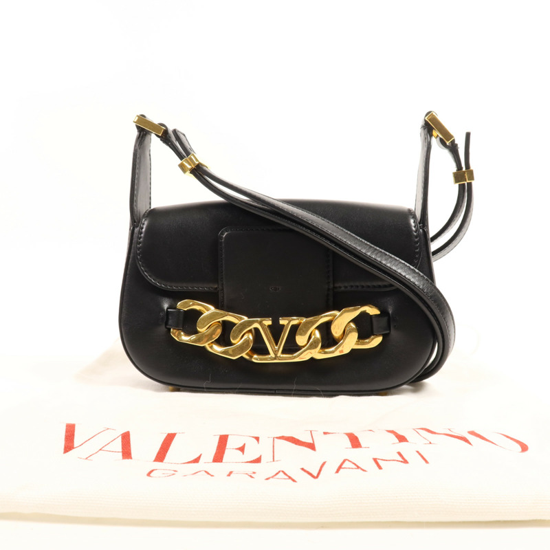 Valentino 牛皮皮革Shoulder Bag金扣肩背袋-15