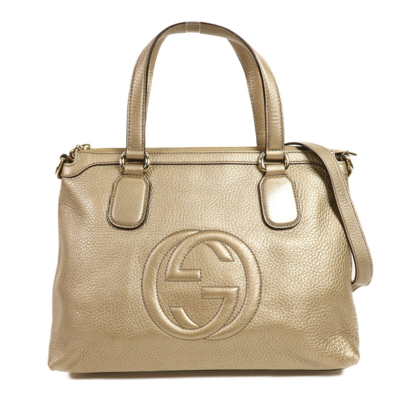 GUCCI 牛皮皮革2 Way Shoulder金扣手挽肩背兩用袋-0