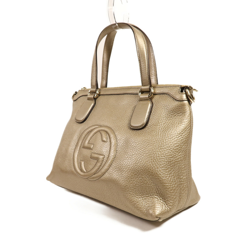 GUCCI 牛皮皮革2 Way Shoulder金扣手挽肩背兩用袋-2