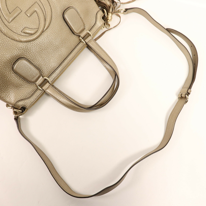 GUCCI 牛皮皮革2 Way Shoulder金扣手挽肩背兩用袋-4