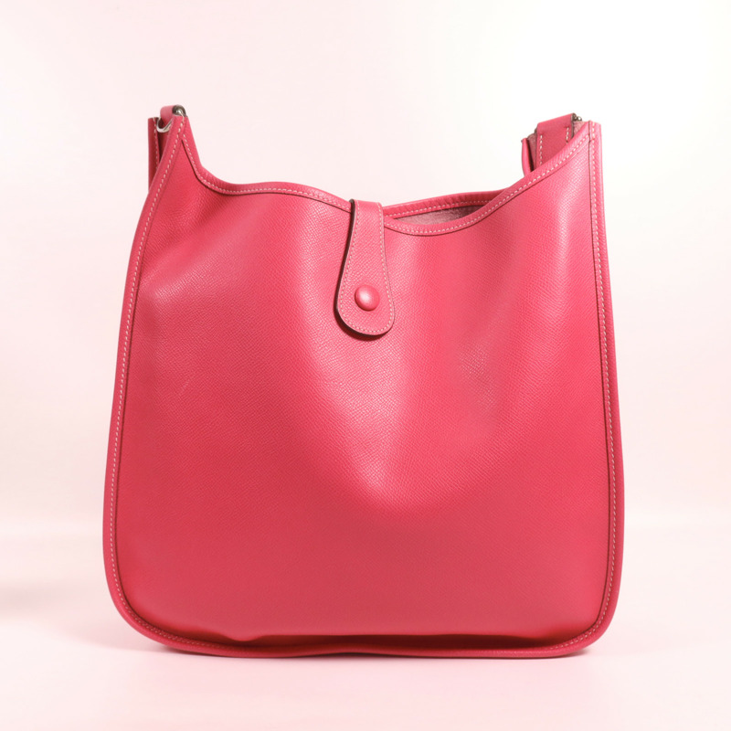 HERMES Epsom皮革Evelyne GM銀扣肩背袋Rose Tyrien-2