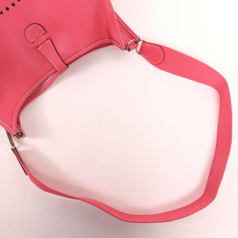 HERMES Epsom皮革Evelyne GM銀扣肩背袋Rose Tyrien-4
