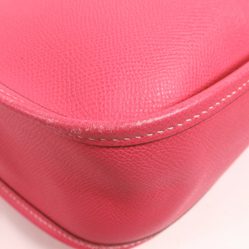 HERMES Epsom皮革Evelyne GM銀扣肩背袋Rose Tyrien-6