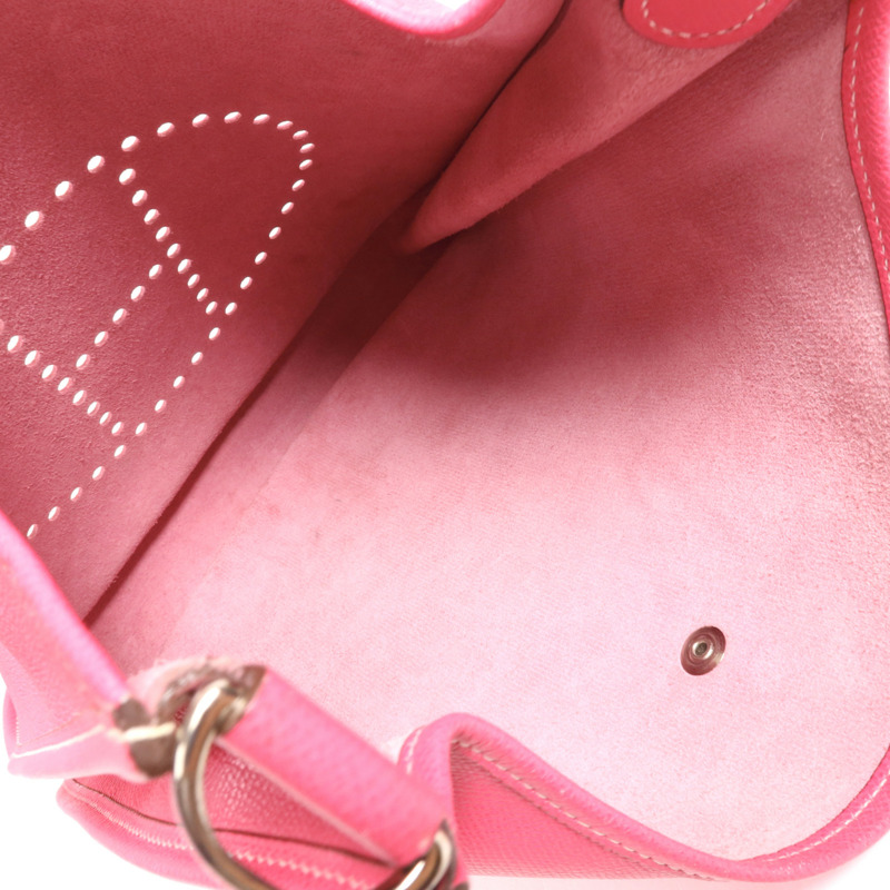 HERMES Epsom皮革Evelyne GM銀扣肩背袋Rose Tyrien-9