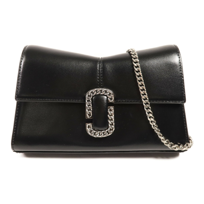 MARC JACOBS 牛皮皮革Chain Shoulder銀扣鏈帶肩背袋-0