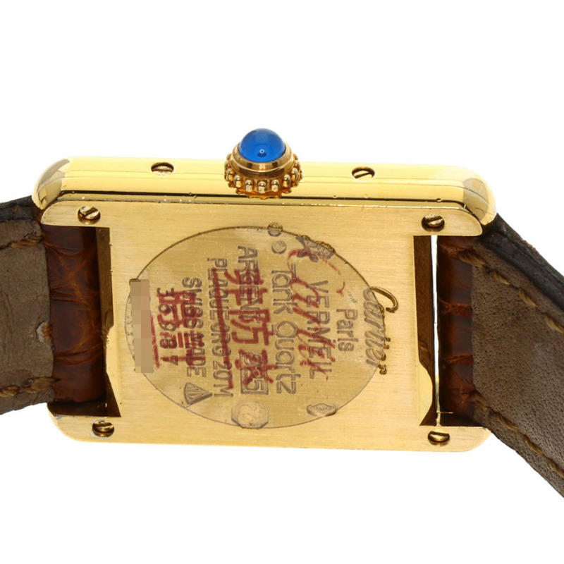 卡地亞 W1003053 Must Tank SM 女士腕錶,GP 皮革錶帶-6