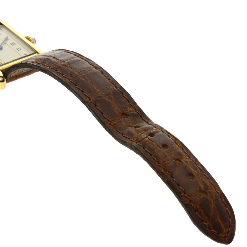 卡地亞 W1003053 Must Tank SM 女士腕錶,GP 皮革錶帶-8