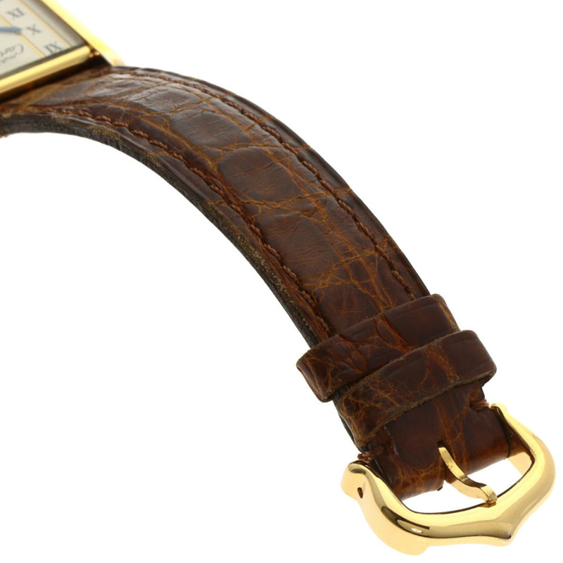 卡地亞 W1003053 Must Tank SM 女士腕錶,GP 皮革錶帶-10