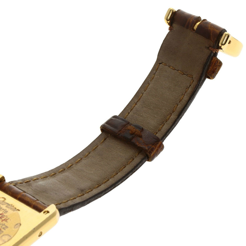 卡地亞 W1003053 Must Tank SM 女士腕錶,GP 皮革錶帶-11