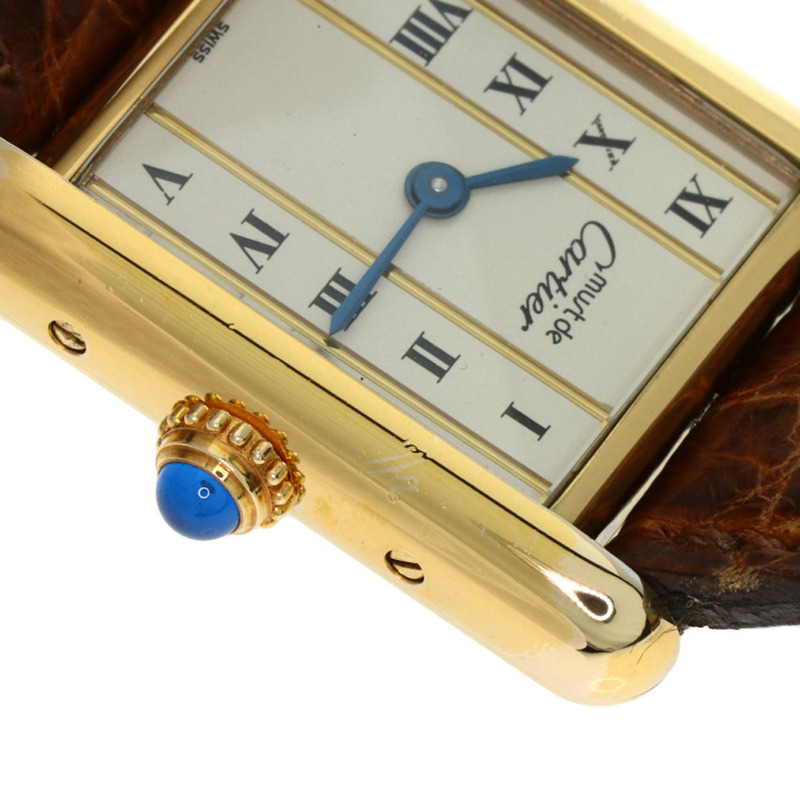 卡地亞 W1003053 Must Tank SM 女士腕錶,GP 皮革錶帶-19