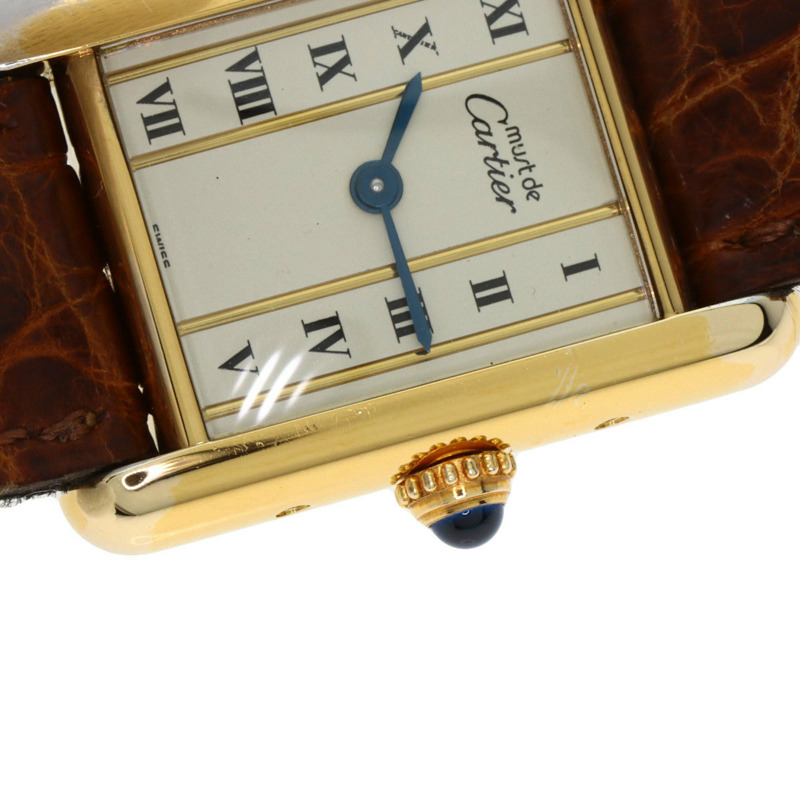 卡地亞 W1003053 Must Tank SM 女士腕錶,GP 皮革錶帶-20