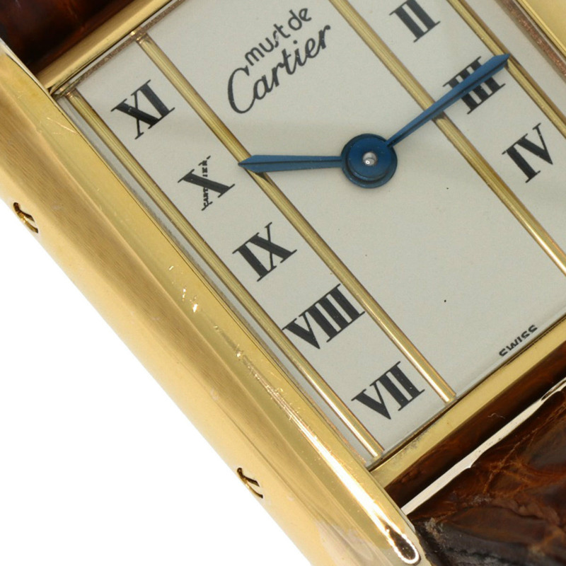 卡地亞 W1003053 Must Tank SM 女士腕錶,GP 皮革錶帶-21