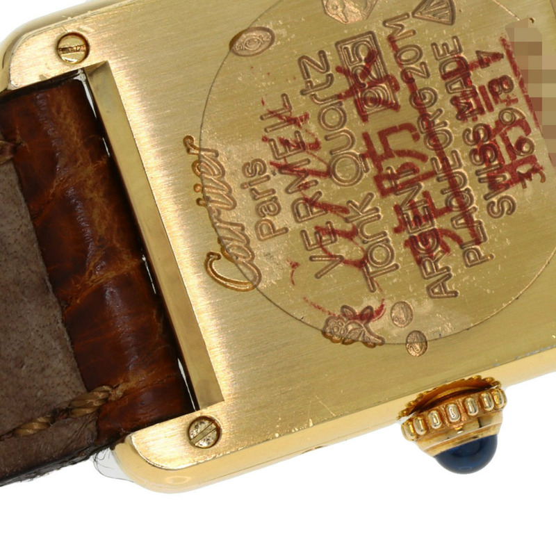 卡地亞 W1003053 Must Tank SM 女士腕錶,GP 皮革錶帶-22