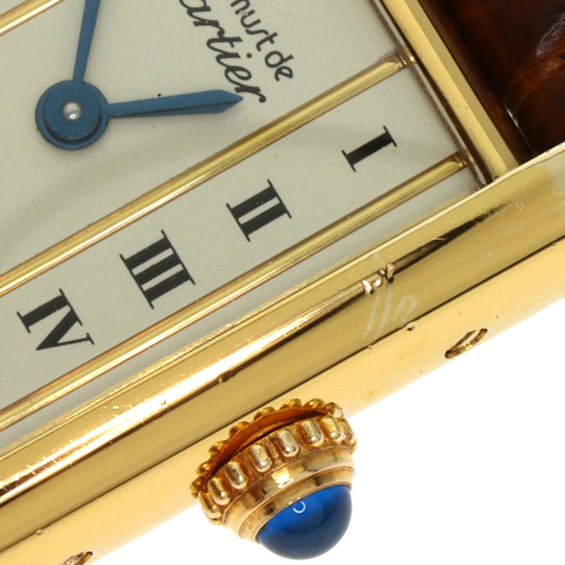 卡地亞 W1003053 Must Tank SM 女士腕錶,GP 皮革錶帶-24