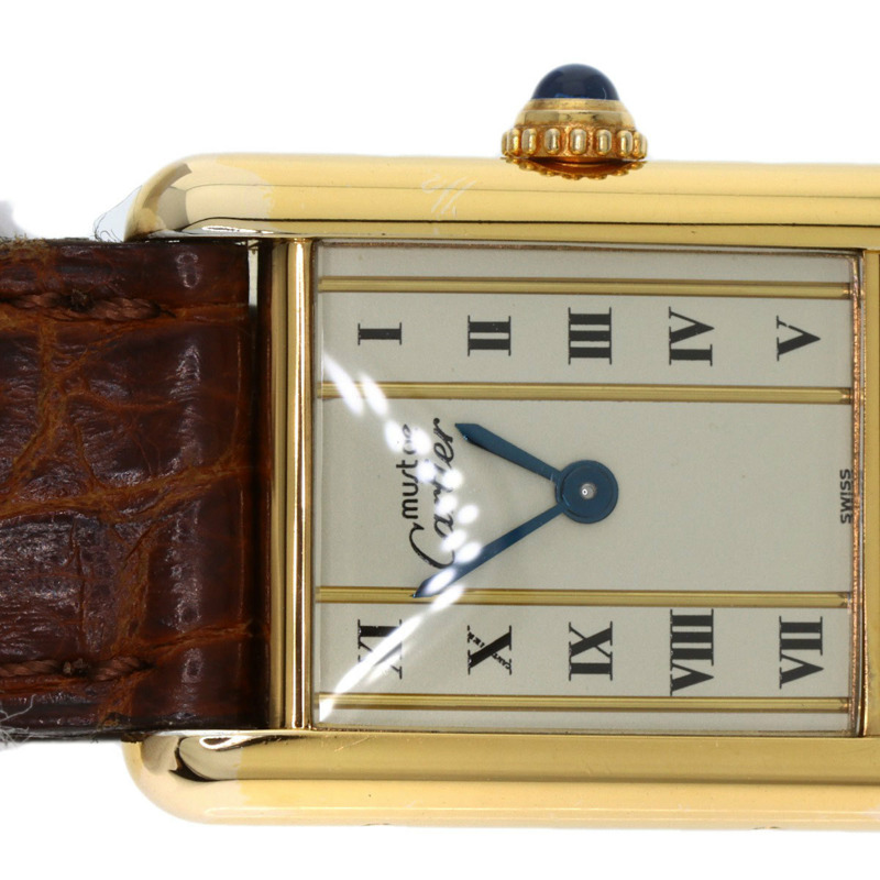 卡地亞 W1003053 Must Tank SM 女士腕錶,GP 皮革錶帶-28