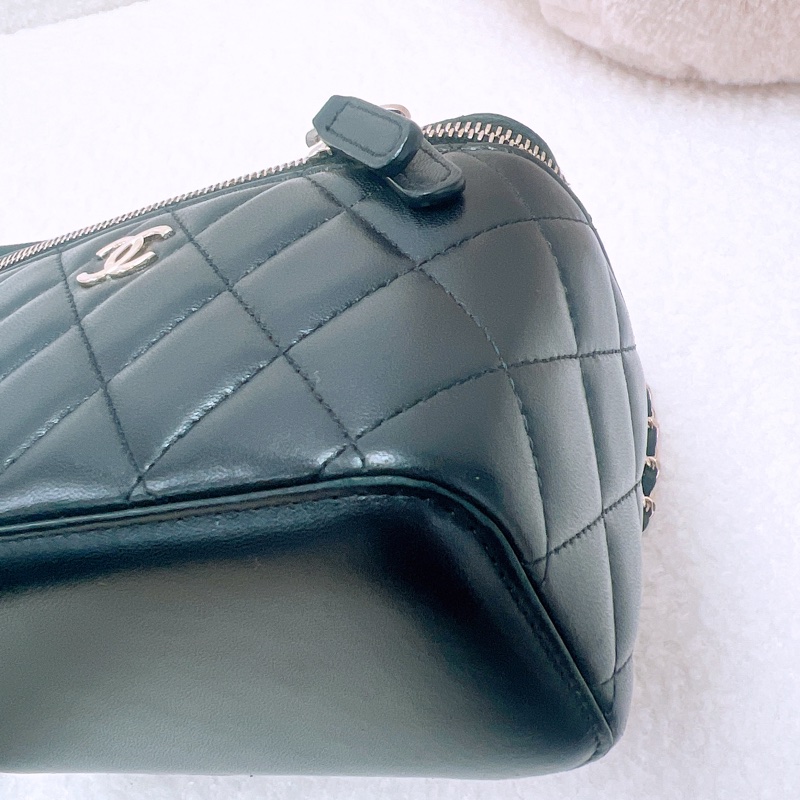 Chanel 黑金手柄鏈條長盒子/化妝包-5