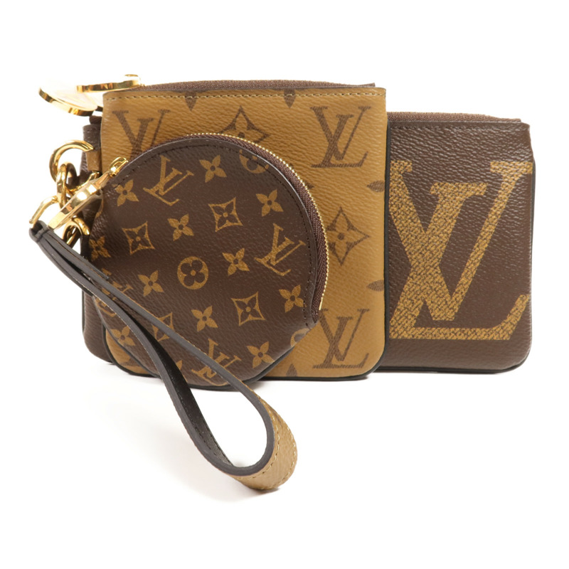LOUIS VUITTON Monogram Reverse Pochette Trio金扣手拿包-0