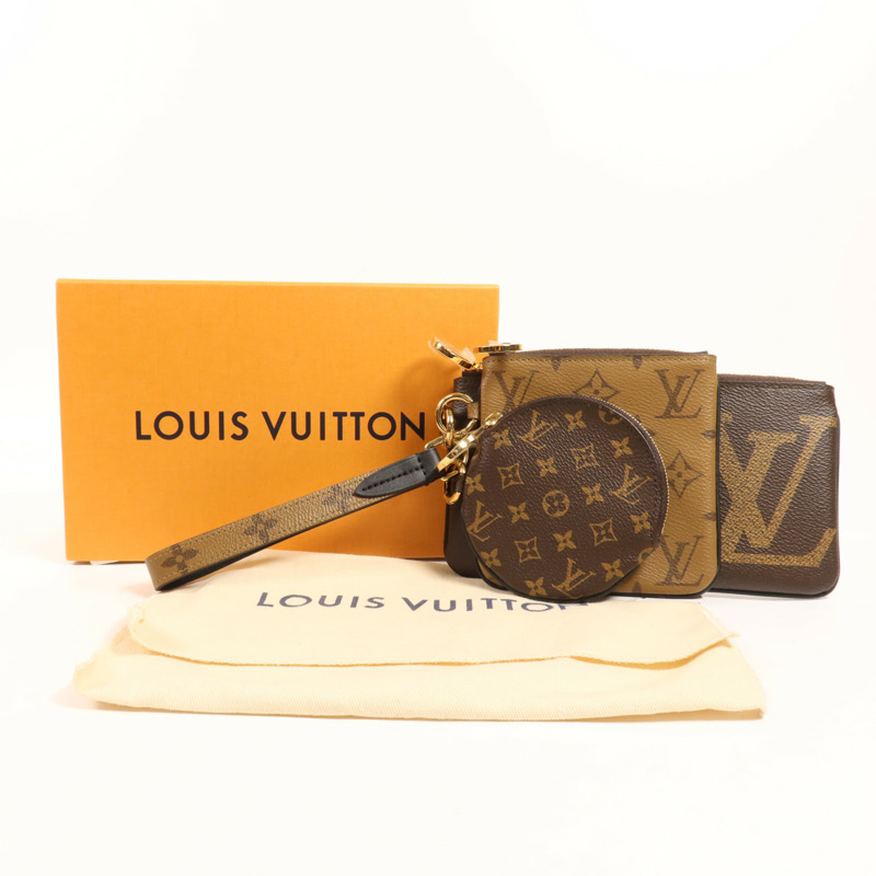 LOUIS VUITTON Monogram Reverse Pochette Trio金扣手拿包-14