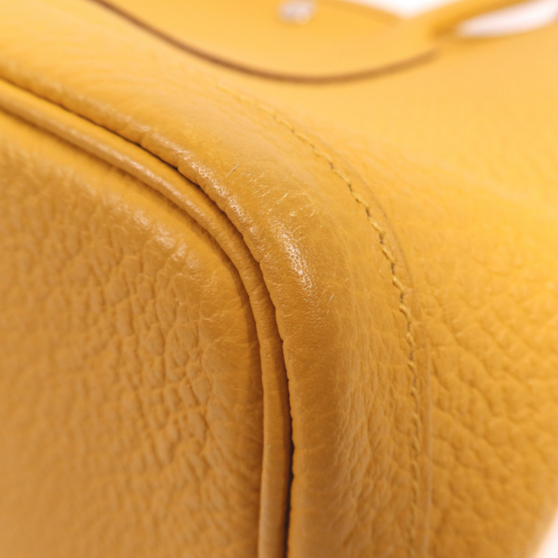 HERMES Country皮革Garden Party PM銀扣手挽袋Jaune Ambre-5