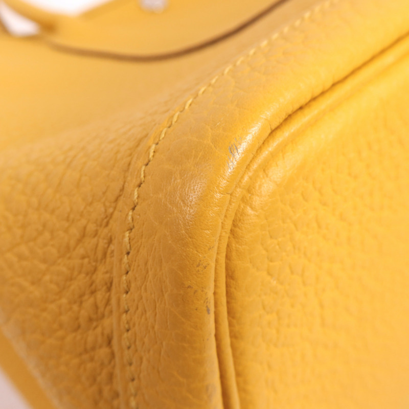 HERMES Country皮革Garden Party PM銀扣手挽袋Jaune Ambre-6