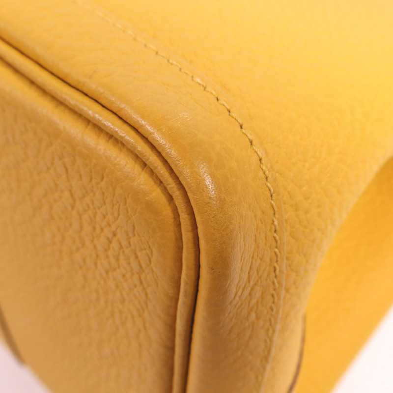 HERMES Country皮革Garden Party PM銀扣手挽袋Jaune Ambre-7
