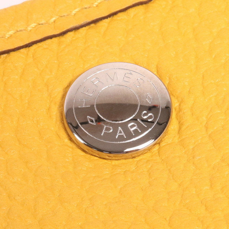 HERMES Country皮革Garden Party PM銀扣手挽袋Jaune Ambre-9