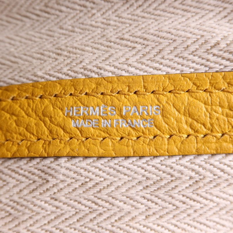 HERMES Country皮革Garden Party PM銀扣手挽袋Jaune Ambre-11