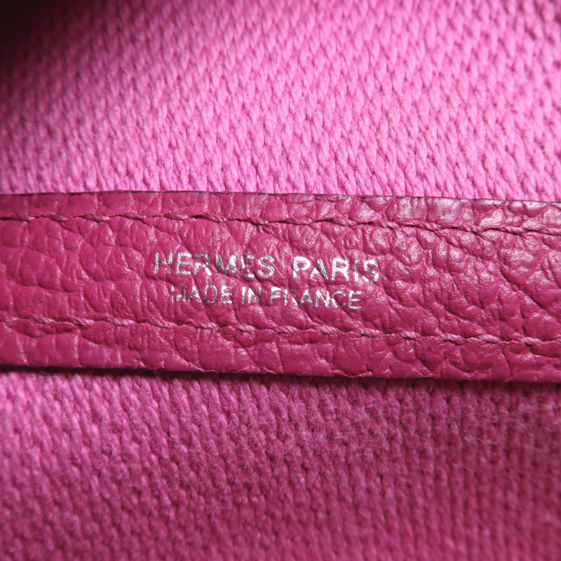 HERMES 帆布/皮革Garden Party PM銀扣手挽袋Rose Pourpre-10