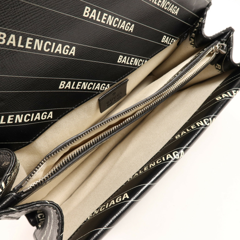 GUCCI 牛皮皮革Gucci x Balenciaga Shoulder Bag銀扣肩背袋-9