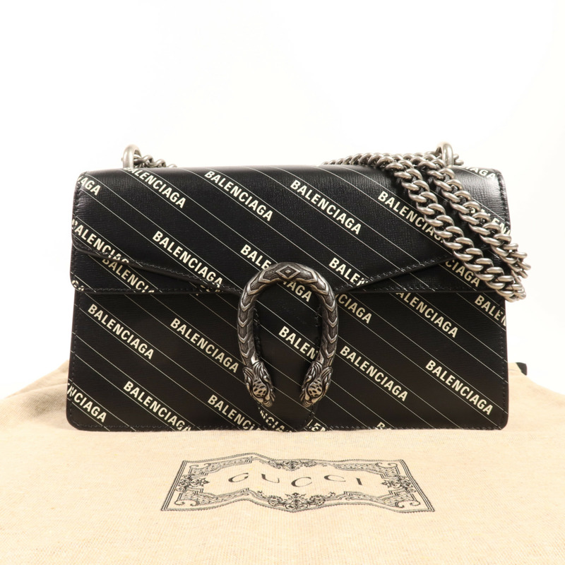 GUCCI 牛皮皮革Gucci x Balenciaga Shoulder Bag銀扣肩背袋-12