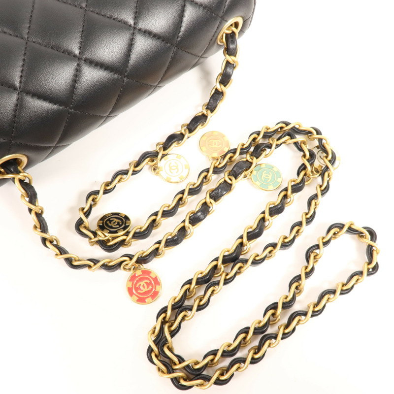 CHANEL 羊皮皮革Chain Shoulder金扣鏈帶肩背袋-4