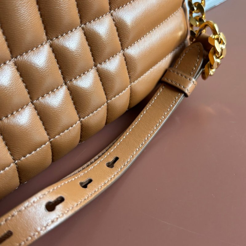 ::BURBERRY:: LOLA 金屬TB LOGO絎縫格紋小羊皮拉鍊方包斜背包(咖)-27