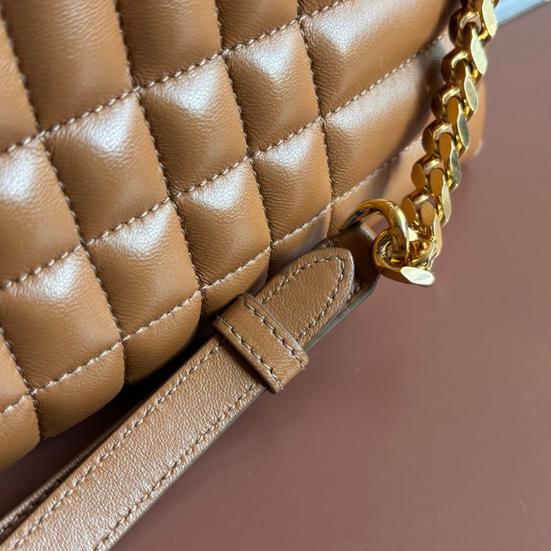 ::BURBERRY:: LOLA 金屬TB LOGO絎縫格紋小羊皮拉鍊方包斜背包(咖)-28