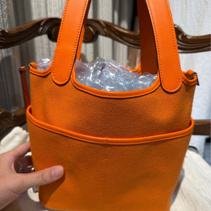 爱马仕 | 橘色Picotin 18 Cargo帆布拼皮菜篮子 B刻手提包-1