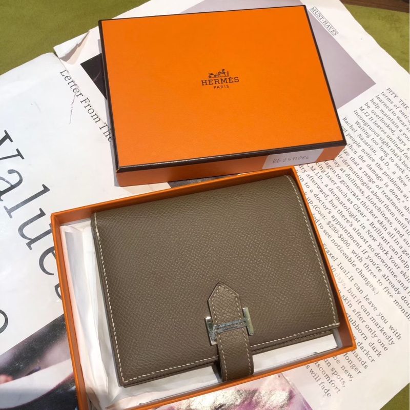 爱马仕Hermes bearn钱包短夹大象灰银扣 Y刻-0
