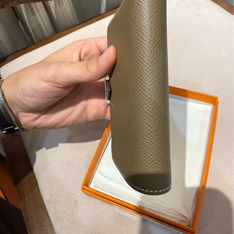 爱马仕Hermes bearn钱包短夹大象灰银扣 Y刻-5